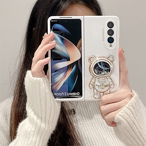 LIFEKA Für Samsung Galaxy Z Fold 4 Z Fold 5 Handyhülle Cute Space Astronaut Bracket Stand Z Fold 3 2 Cover, Weiß, Für Z Fold 4