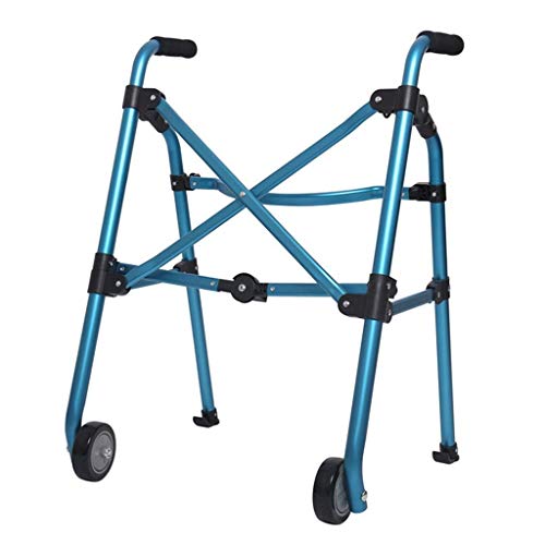 Zusammenklappbarer Rollator für Erwachsene und Senioren, unterstützende Gehhilfe beim Bergabklettern, Gehrahmenhilfe, 2 Räder, blau, leicht, 2,6 kg