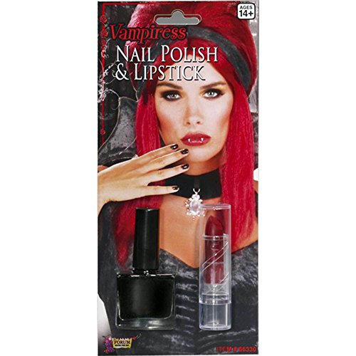 Vampiress Black Nail Polish & Lipstick Costume Makeup set