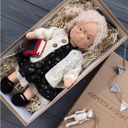 MezHi Handmade Waldorf Doll，2023Neue Handgemachte Gestrickte Waldorfpuppe Cartoon Puppe，Vinyl Und Baumwolle Material, Cartoon-Plüschtier Geschenk Taufe Mädchen, Weihnachten Sgeschenke (I)