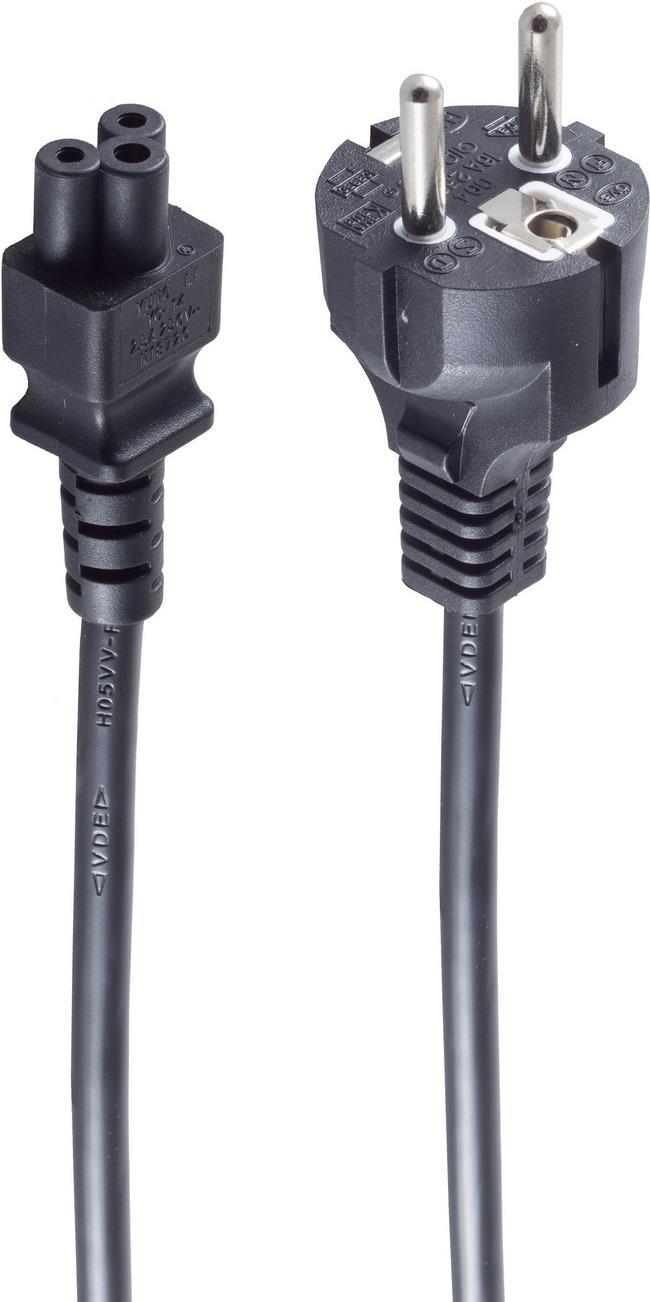 shiverpeaks bs60001 1.8 m CEE7/7 Schuko C5 Coupler Black Power Cable – Power Cables (Male/Female, Black, 1.8 m, CEE7/7, C5 Coupler, Straight)