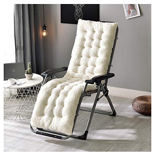 GELing Auflage für Deckchair Flair Liege-Stuhl Polster-Auflage mit Schaumflockenfüllung ，Weiß,160X50X12cm