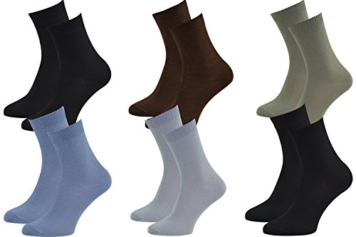 Rainbow Socks - Damen Herren Klassische Bunte Bambus Socken - 6 Paar - Schwarz Braun - Größen 42-43