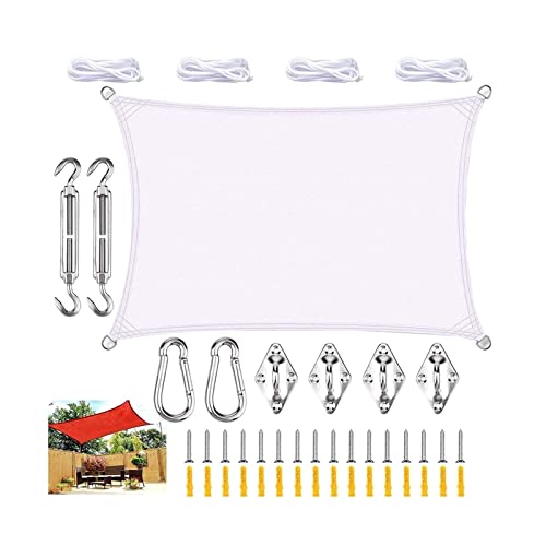 Sonnensegel Sonnenschutz-Segel, Wasserdicht, 98% UV-blockierend, Sonnenschutz-Segeltuch, Sonnenschutz-Überdachung for Garten, Terrasse, Hof, Party Im Freien (Color : Blanc, Size : 3x4m)