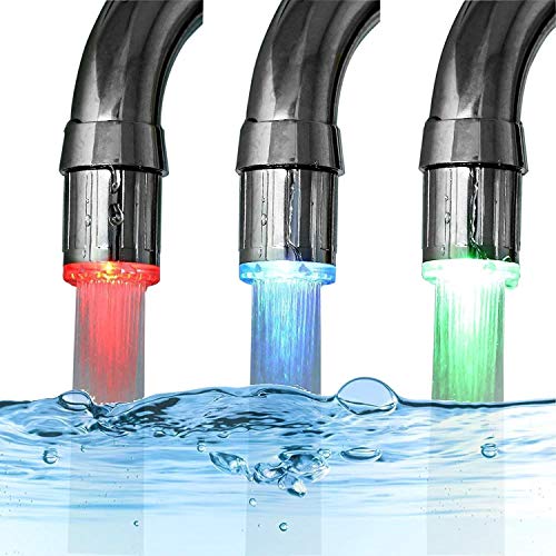 3-Farben temperaturempfindliche Farbverlauf LED-Licht Küche Bad Wasserhahn Wasser Duschkopf Kinder Hände waschen Mehr für Küche, Bad, Bad Becken, Waschbecken(6 PC)