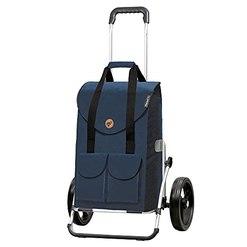 Andersen Shopper Royal XXL Sondermodell Alu klappbar mit 3-Speichen Rad Ø 25 cm und 54 Liter Tasche Jacob blau