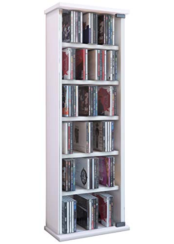 VCM 25217 Regal DVD CD Rack Medienregal Medienschrank Aufbewahrung Holzregal Standregal Möbel "Vetro" Weiß