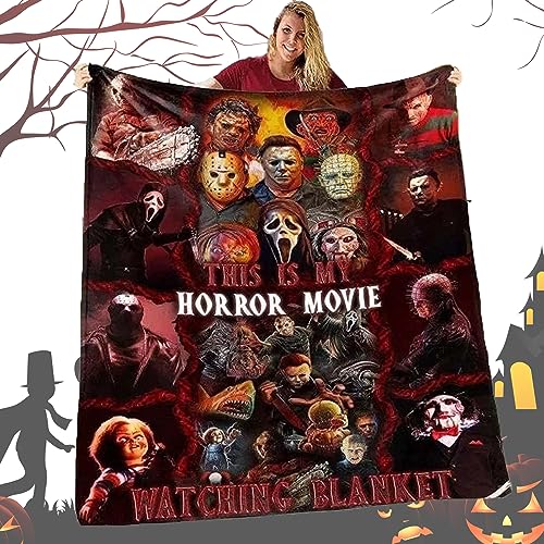 Halloween Blanket, 2024 Best This Is My Horror Movie Watching Blanket, Ultra Soft Flannel Fleece Blanket, Warm Soft Easy Care, Halloween Holiday Party Decor, Great for Movie Fans