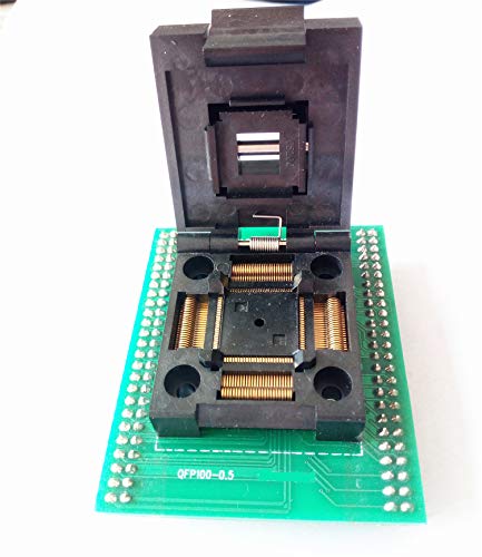 QFP100-14x14-0.5mm with PCB Adapter,ALLSOCKET QFP100 to DIP100 Testing Socket Clamshell Soldering Version OTQ-100-0.5-09 Programming Adapter 0.5mm Pitch 14X14mm IC