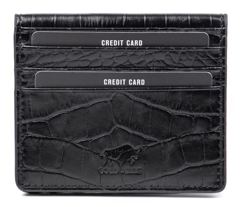Solo Pelle kleine Mini Geldbörse aus echtem Leder - Platz für 8-16 Karten + 1 Scheinfach in Kroko Schwarz