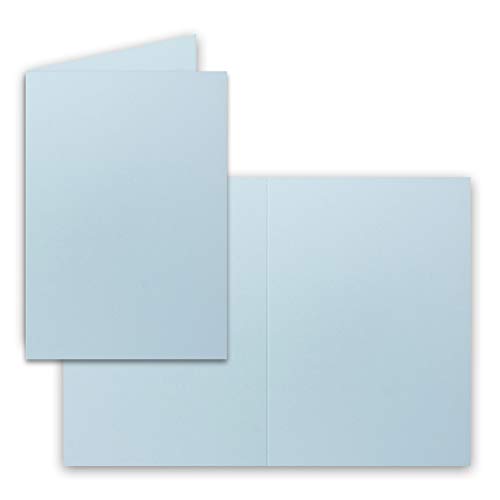 100x Falt-Karten DIN A6 in Hellblau - Blanko - Doppel-Karten - 220 g/m²