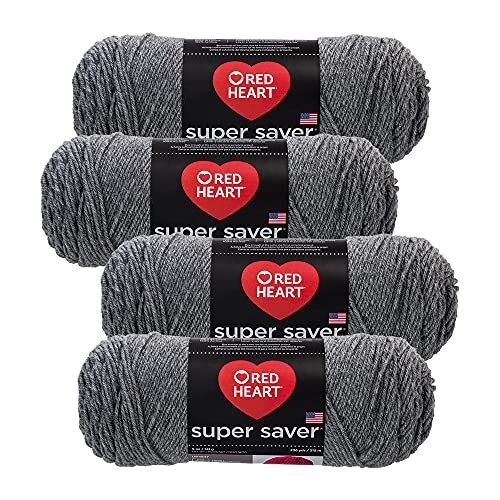 Red Heart Super Saver Garn (4 Stück mit 142 g Knäueln) (Grey Heather)