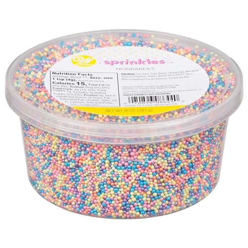Wilton Sprinkles Bright Rainbow NonPareils , Large 10 Ounce Tub