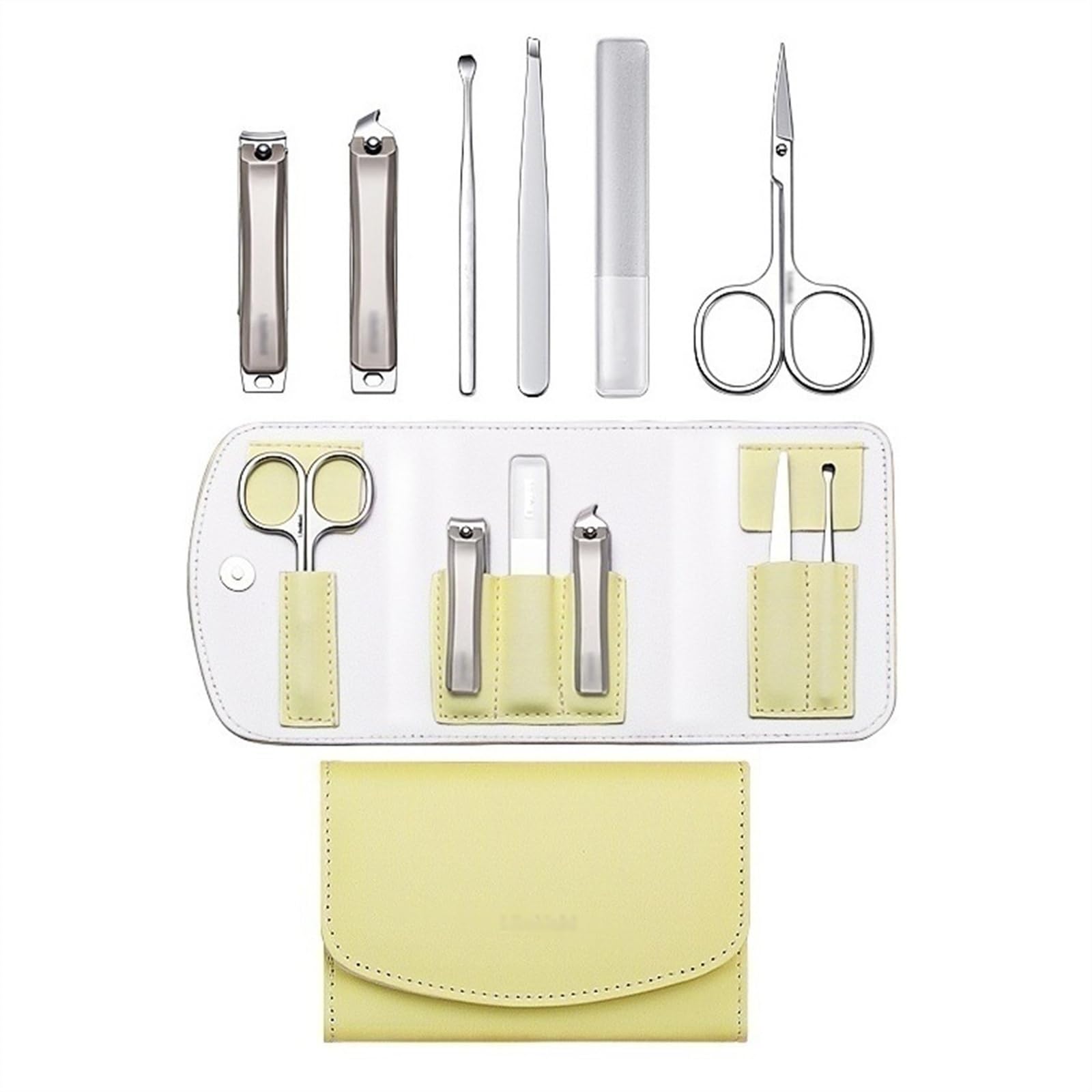 Nagelknipser, Nagelknipser-Set, Nagelknipser-Set for Damen, 6-teiliges Maniküre-Set aus Edelstahl mit Nagelknipser, tragbare Reise-Nagelpflege-Werkzeuge (Color : Yellow)