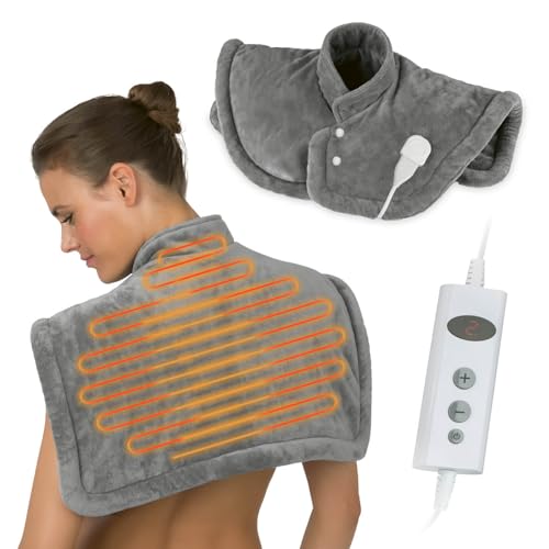 VITALmaxx Wärmekissen Nacken, Schulter, Rücken, Elektisches Nackenheizkissen, Rückenheizkissen & Schulterwärmer [grau]