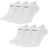 Nike Sneakersocken Socken 6 Paar Weiß Grau Schwarz Herren Damen Füßling SX2554, Farbe:Weiss, Socken Neu:46-50
