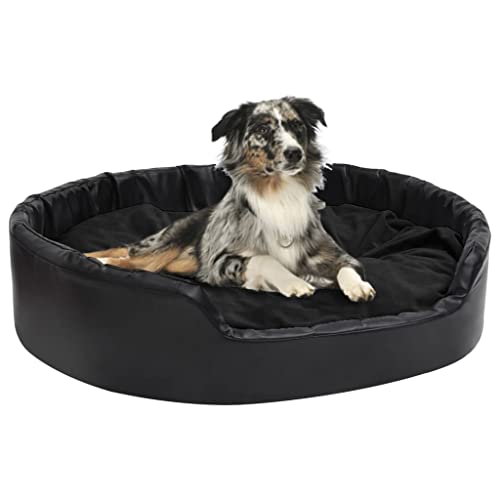 Kuscheliger, Flauschiger Hundeplatz, Katzenbett waschbar Flauschiges Hundebett Hundebett Schwarz 99x89x21 cm Plüsch und Kunstleder Hunde Hundekissen Flauschig Hundekörbchen Hundesofa