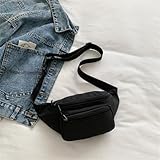 Gürteltasche für Damen Einfarbige, lässige Brusttasche for Damen, Outdoor-Sport, Umhängetasche, Handytasche (Color : Black, Size : 16x14x7cm)