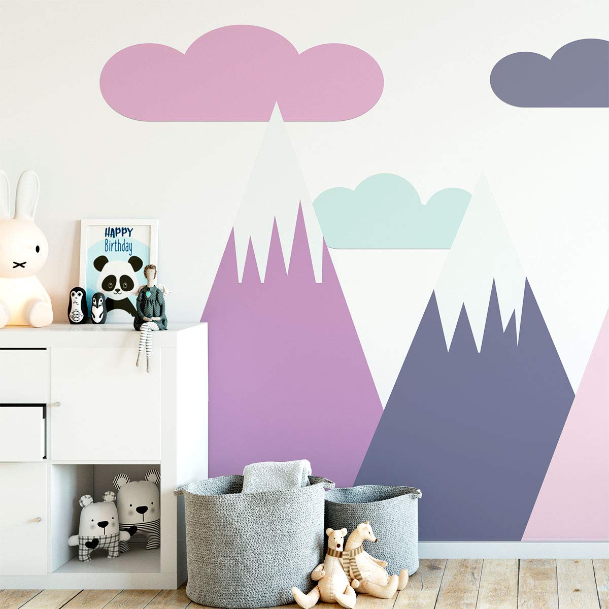 Wandaufkleber, selbstklebend, für Kinder, Riesen-Dekoration, skandinavische Berge für Kinderzimmer, 65 x 140 cm