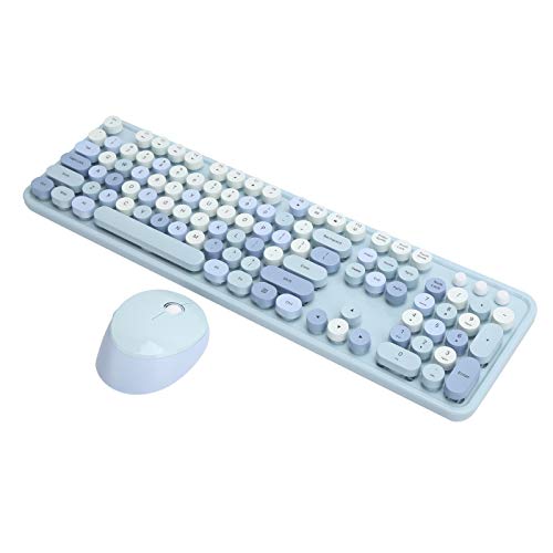 Drahtlose Tastatur und Maus, 2,4 GHz Ultradünne Kabellose Tastatur Maus-Combo-Set mit USB-Laufwerk, Ergonomisches Mechanisches Handgefühl für Windows XP / Win7 / Win8 / Win10(Blau)