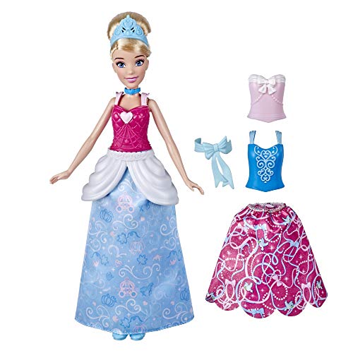 Disney Prinzessin Cinderellas Kleidermix, Modepuppe mit Outfits zum Anstecken, Kombinierbare Looks, Spielzeug für Mädchen ab 3 Jahren