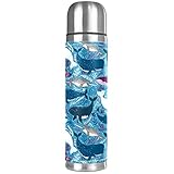 Thermosflasche Delfin Trinkflasche Vakuum Isolierkanne Drucken Wasserflasche 500Ml Für Männer Und Frauen 26x6.7cm