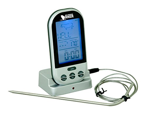 Techno Line WS 1050 Grill-Thermometer Alarm, Überwachung der Kerntemperatur °C /°F-Anzeige, Geflügel, Lamm, Pute, Rind, Schwein, Burger