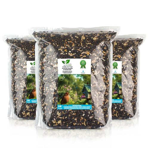 Vogelfutter Premium | Wildvogelfutter | Streufutter für Vögel Ganzjahresfütterung | Sonnenblumenkerne, Erdnüsse Rosinen, Getreide | Gimpel, Kleiber, Amsel | im Eimer | Mix A (9KG)