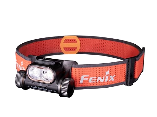 FENIX HM65R-T v2.0 Stirnlampe, wiederaufladbar, leicht, für Laufen, Outdoor, Arbeit und professionelle Stirnlampe, Schwarz