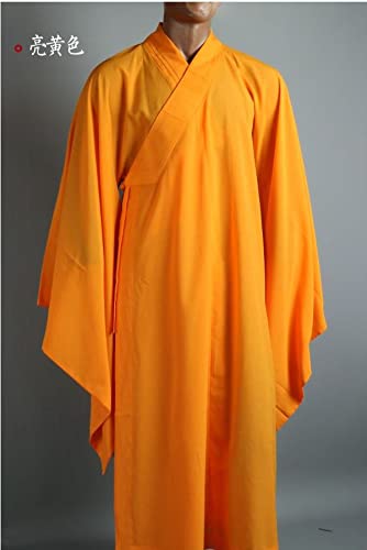 Unisex 6-farbige Shaolin-Mönch-Kung-Fu-Anzüge, buddhistische Zen-Lay-Robe, Meditationskleidung (Farbe: Mulan, Größe: L) (Gelb L)