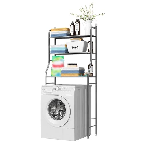 FairyHover 3-Stöckiges Wäscheständer-Aufbewahrungsregal Für Waschmaschinen Edelstahlrahmen Wäsche-Organizer-Regal A,68 * 25 * 155CM