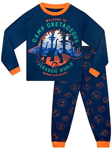 Jurassic World Jungen Camp Cretaceous Schlafanzug Langärmelige Nachtwäsche für Kinder Marineblau 122