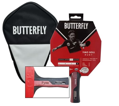 Timo Boll Ruby + Tasche, Tischtennis Schläger von Butterfly mit individueller Gravur, die Geschenk Idee für Tischtennisspieler