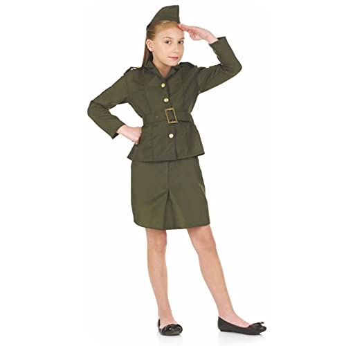Fun Shack Grünes Militär Kostüm Armee Verkleidung für Mädchen - M