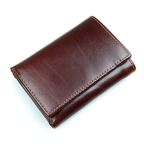 AQQWWER Herren Geldbörse Retro Brieftasche Brieftasche Leder Brieftasche Stil Kurze Brieftasche Casual Clutch Münze Geldbörse Herren Tasche (Color : Chocolate)