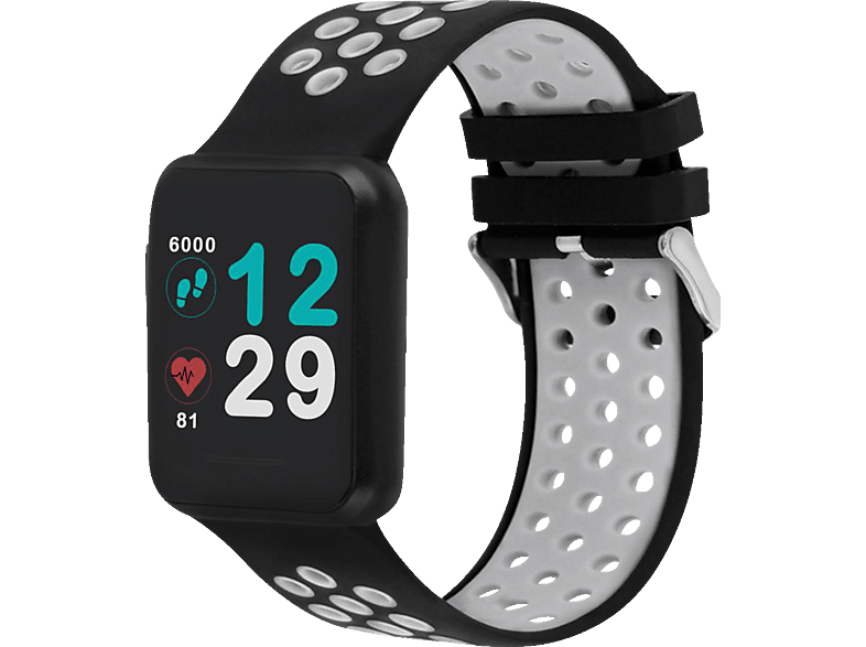 X-WATCH KETO SUN REFLECT - NIGHT GREY (54044) Smartwatch Metall Silikon, 22 x 240 mm, Schwarz