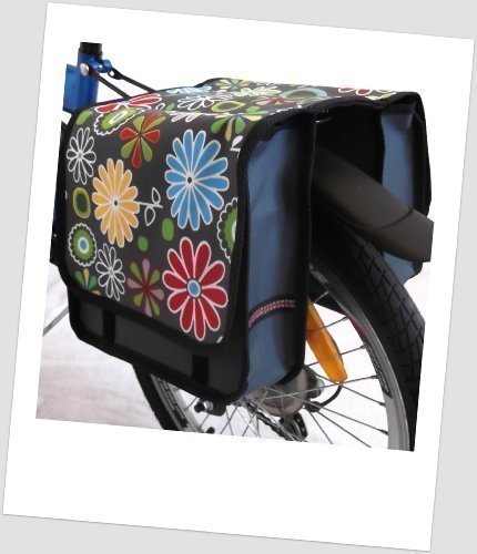 Kinder-Fahrradtasche Joy Satteltasche Gepäckträgertasche Fahrradtasche 2 x 5 Liter: Farbe: 10 Flower Green