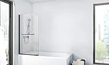 MARWELL Badewannenaufsatz mit Handtuchhalter 75 x 140 cm Duschkabinen und -wände 75 x 140 cm Matt Schwarz