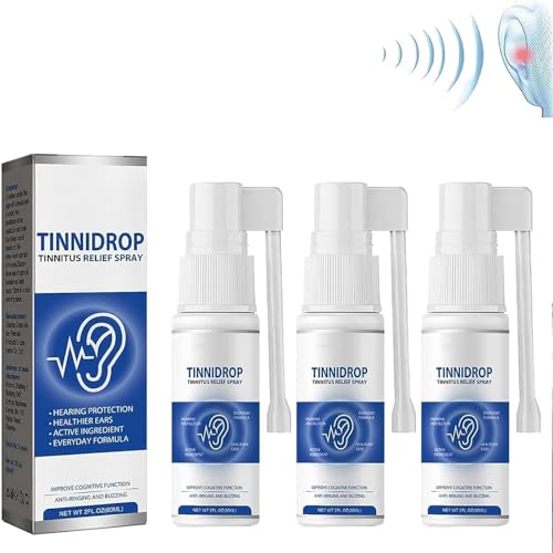 HONGCUICUI Tinnidrop Tinnitus Relief Spray,Tinnitus-Entlastungsgerät, Ohrenschmalz-Reinigungspflegespray, Zur Linderung Von Tinnitus, Ohrenrücken Und Ohrenbeschwerden (3 Bottles)