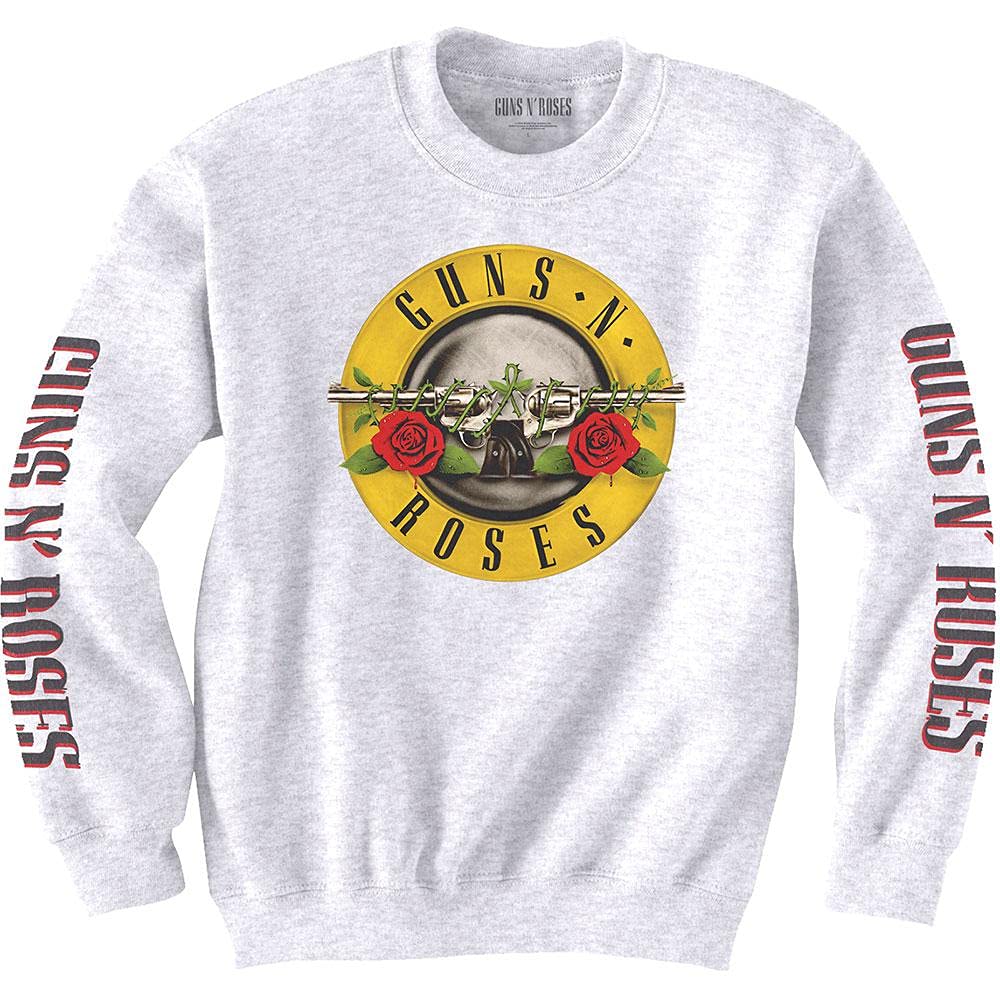 Guns N' Roses Sweatshirt Classic Band Logo Nue offiziell Weiß Unisex M