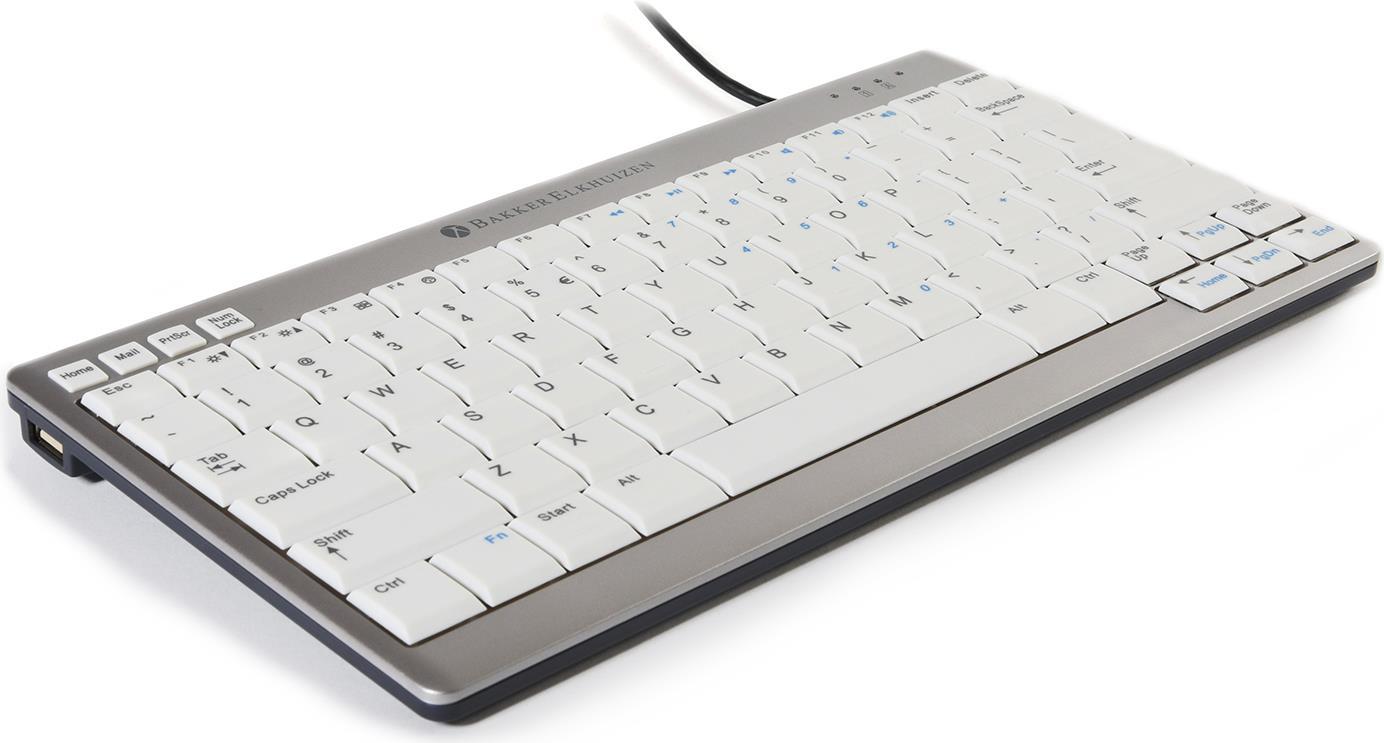 BakkerElkhuizen UltraBoard 950 USB-Tastatur US-Englisch, QWERTY Silber/Weiß Multimediatasten, USB-Hub