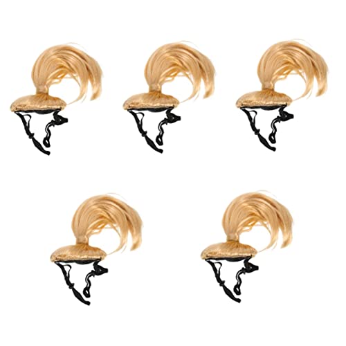 BCOATH 5 Stück Zubehör Hut Verstellbar Festivals Welpe Blond Golden Party Entzückend Perücke Kostüm Urlaub Hund – Requisite Kleidung Styling Locken Partys Dekoration Kopfschmuck Perücken