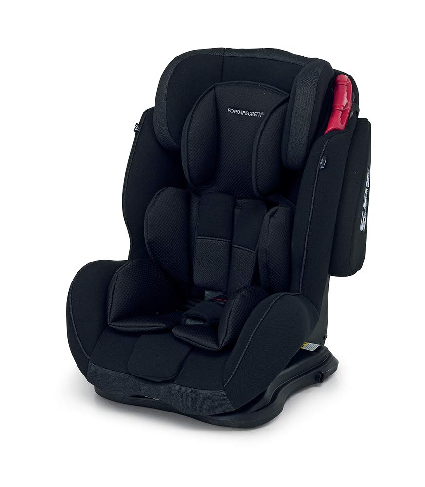 Foppapedretti Dinamyk Autositz, Gruppe 1/2/3 (9–36 kg) für Kinder von 9 Monaten bis 12 Jahren, Fahrzeugbefestigung mit Fünf-Stufen-Gurt, 66 x 50 x 76 cm, schwarz (Carbon)