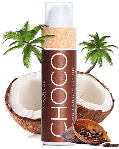 COCOSOLIS CHOCO Bräunungsbeschleuniger – Bio-Bräunungsöl mit Vitamin E & Duft nach Schokolade für schnelle intensive Bräune – Bräunungsverstärker für satte Bräune - pflegende Bodylotion