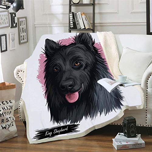 3D Tier Hund Katze Luxus Soft Pucktücher, Flanell Throw Warm Gemütlich Babydecken, Faltenresistent und Atmungsaktiv Alle Jahreszeiten (schwarz Hund, 150x200cm)