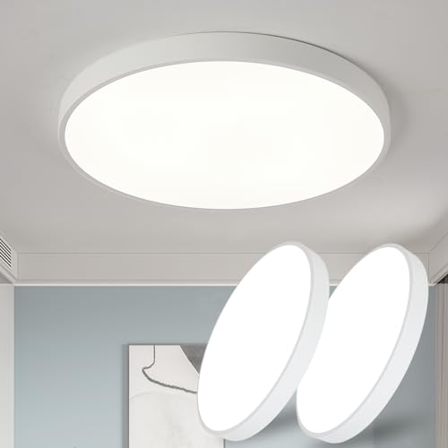 Style home 2pcs LED Deckenleuchte Deckenlampe, 12W, Warmweiß 3000K, Ø23*5cm, Weiß, Runde Leuchte für Küche Diele Flur