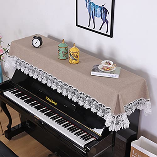 Klavierabdeckung, Klavierschutz, staubdicht, Klavierbezug, dekorative Abdeckung, Baumwolle, für E-Piano, Schutzhülle (Kaffee 2)