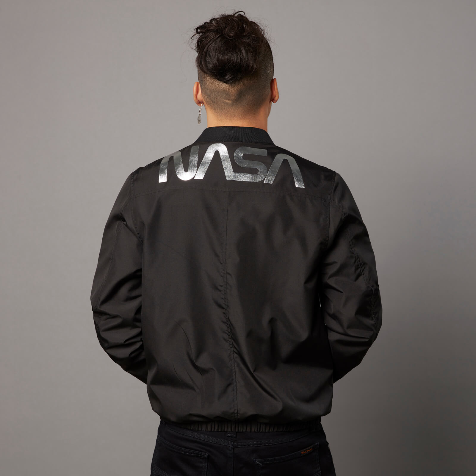 NASA Badged Bomber Jacket - Black - M 4