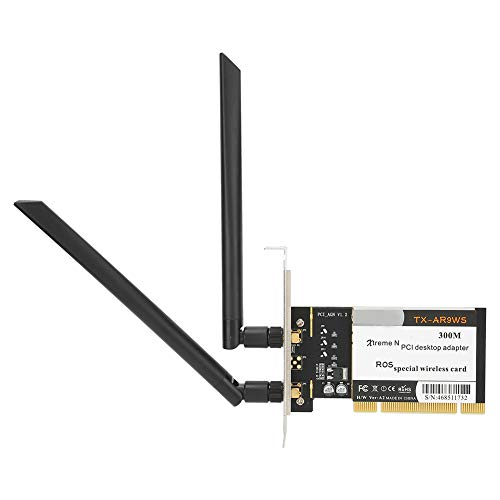 VBESTLIFE PCI-Desktop-Adapter, TX-AR9WS-Netzwerkkarte, Wireless-Karte, 300 Mbit/s 802.11b/g/n Wireless-WLAN-Netzwerkkarte, 2 Antennen AR9223