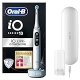 Oral-B iO Series 10 Elektrische Zahnbürste/Electric Toothbrush, 7 Putzmodi, Zahnpflege, iOSense, Farbdisplay & Lade-Reiseetui, Designed by Braun, stardust white